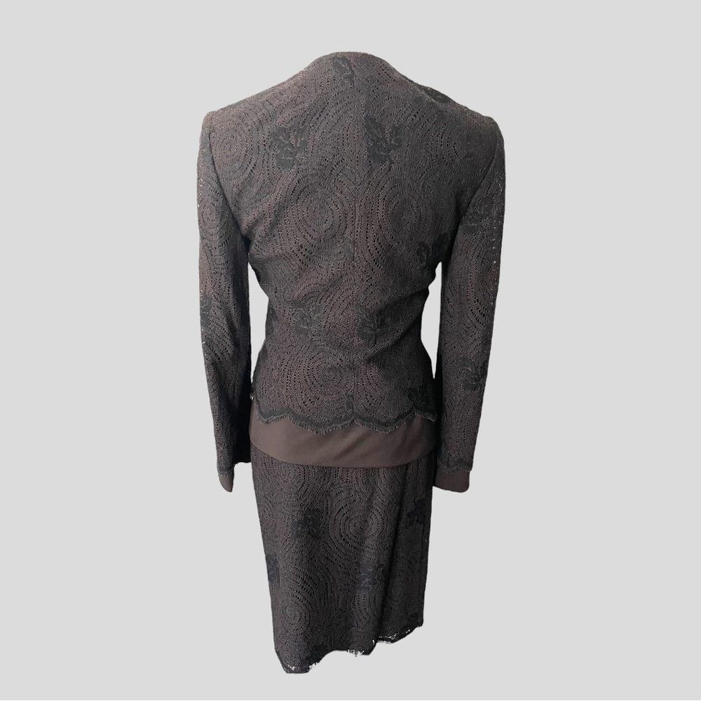 AKRIS LACE SUIT JACKET SKIRT SIZE 6 SWITZERLAND - Picture 3 of 17